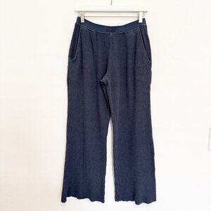 Set Active Waffle Knit Elastic Waist Pull On Wide Leg Pant Lounge Athletic Small